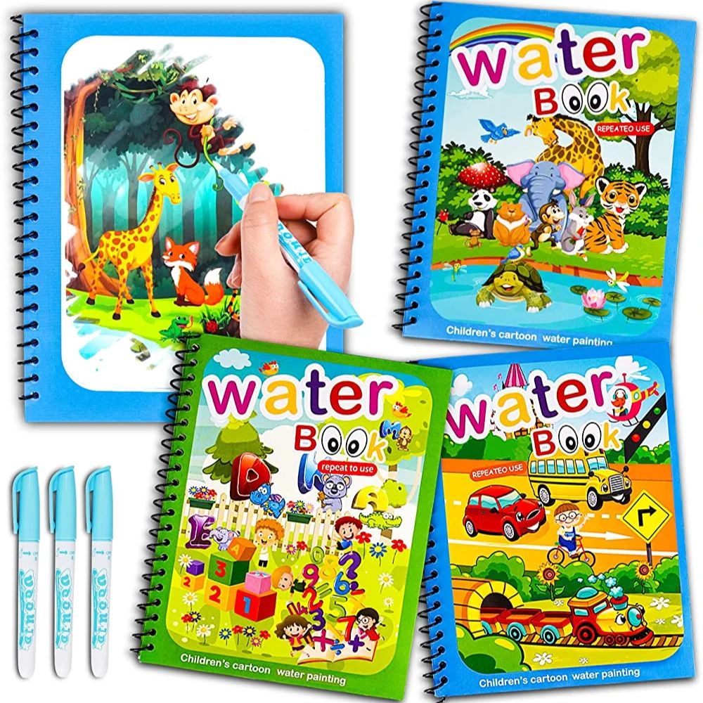 Reusable Water Magic Coloring Book - Buku ajaib gambar air mainan Montessori