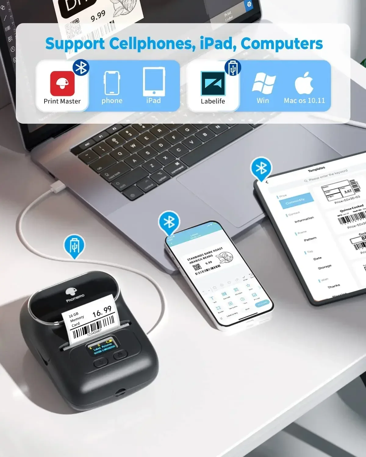 Phomemo M110 Printer Mini port - Mini Pocket Thermal Printer Paper Roll ulasan dan harga