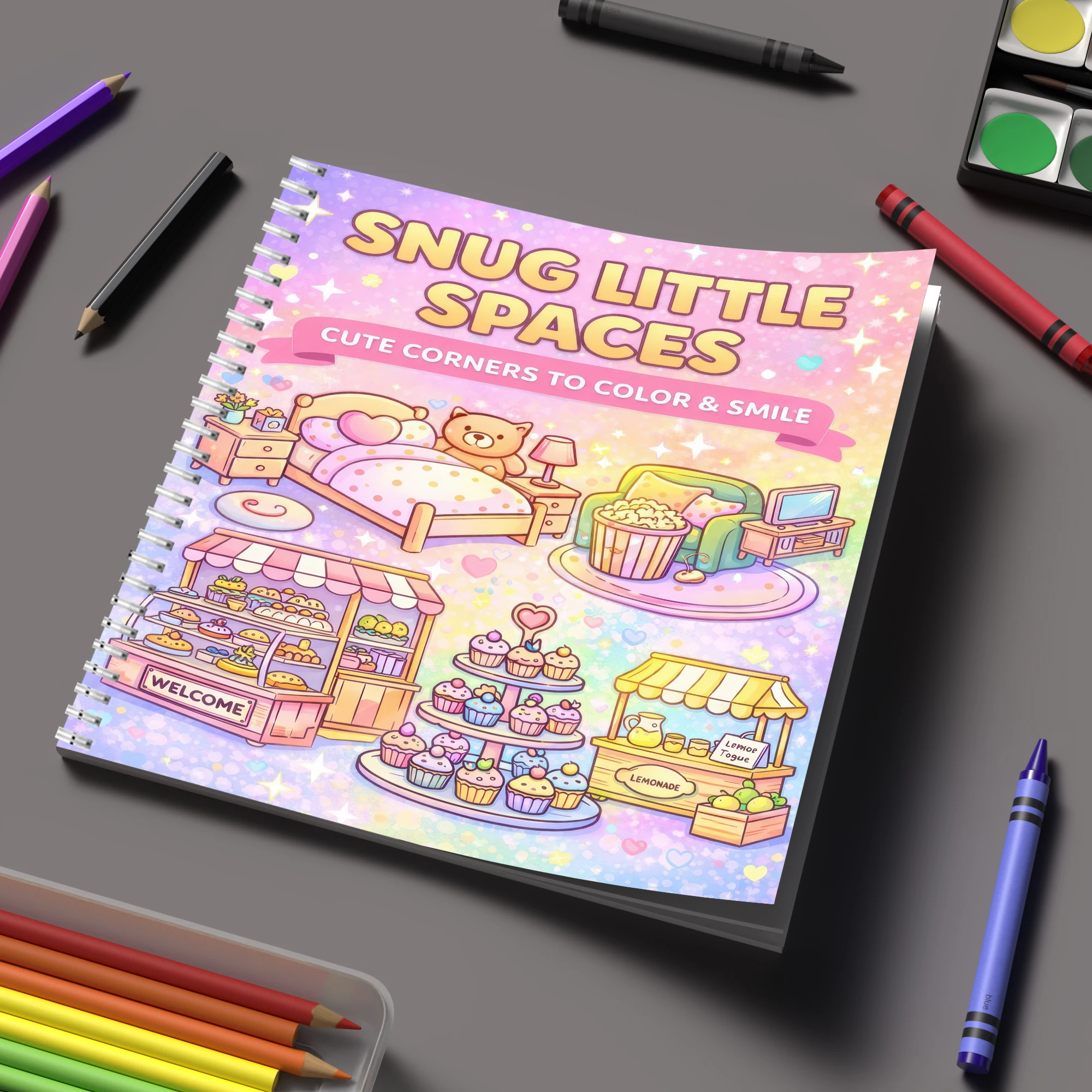 Buku Mewarnai Little Spaces un - Adult Coloring Book Stress Relief ulasan dan harga